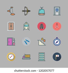 way icon set. vector set about cargo truck, train, cable car cabin and arrows icons set.