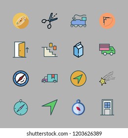 way icon set. vector set about solar system, shooting star, train and door icons set.