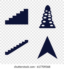 Way icons set. set of 4 way filled icons such as stairs, tunnel
