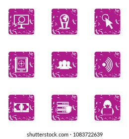 IT way icons set. Grunge set of 9 it way vector icons for web isolated on white background