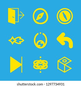 way icons set with shooting star, planet and turning left arrow vector set