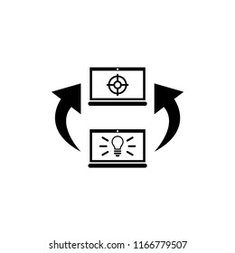 Way from Idea to Goal, Work for Laptop. Flat Vector Icon illustration. Simple black symbol on white background. Way from Idea to Goal Work for Laptop sign design template for web and mobile UI element