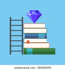 Way to knowledge wealth concept. Colorful flat design icon.  Vector illustration