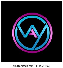 WAY lettering logo concept circle shape with metallic color