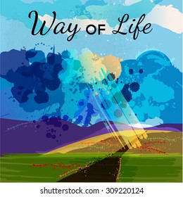  Way of Life. vector background of summer landscape 