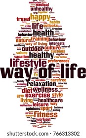Way of life word cloud concept. Vector illustration