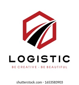 Way and Logistic Transportation Logo Vector Illustration
