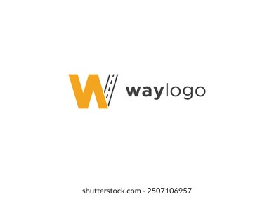 Way Logo Image. Initial Letter W With Road Combination Isolated On White Background. Flat Vector Logo Design Template Element Usable For Transportation Logos.