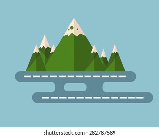 Way To Mountain Flat Design 