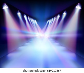 Way at night. Vector illustration.