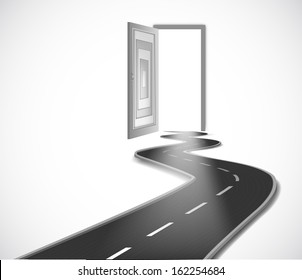 Way with opened door. Vector