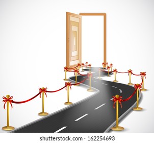 Way with opened door. Vector illustration