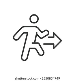 Way out, icon in line design. Exit, way, direction, escape, road, path, route on white background vector. Way out editable stroke icon