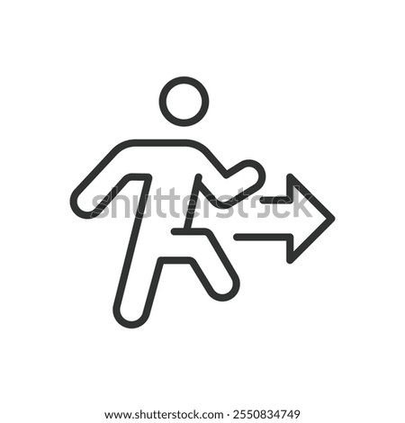 Way out, icon in line design. Exit, way, direction, escape, road, path, route on white background vector. Way out editable stroke icon