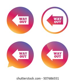 Way out left sign icon. Arrow symbol.