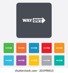 Way out right sign icon. Arrow symbol. Rounded squares 11 buttons. Vector