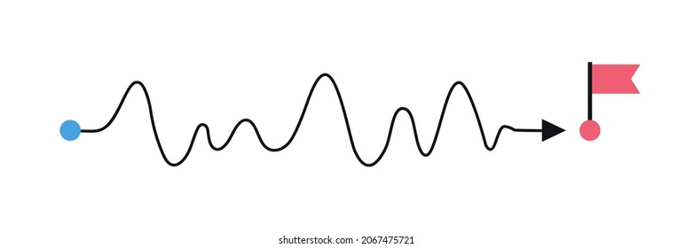 Way from point A to B. Business metaphor. Searching solution problem concept. Vector illustration 10 eps