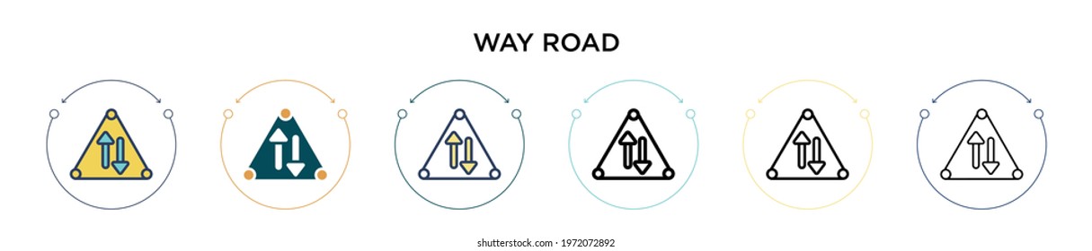Way road sign icon in filled, thin line, outline and stroke style. Vector illustration of two colored and black way road sign vector icons designs can be used for mobile, ui, web