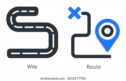 Way and Route icon concept