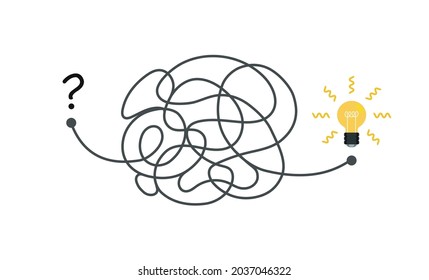 Desde el principio hasta la ilustración conceptual. El caos se simplifica, la solución de problemas y las soluciones de negocios busca el estilo de doodle dibujado a mano. 10 pasos