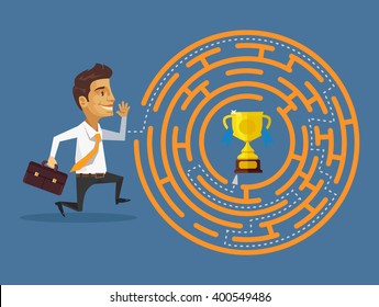 Way to succes. Vector flat illustration