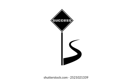 way to the success, black isolated silhouette
