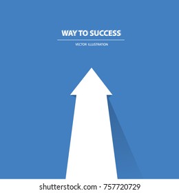 Way to success. Business concept of teamwork and leadership business concept. Symbol of decisiveness, right decision, planning, strategy direction. Vector illustration.