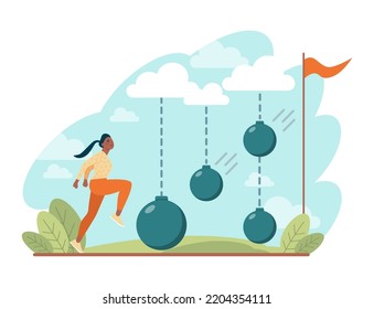 Way to success. Business or personal development journey. Self-growth and career progress in the future. Goal, motivation, hard work and result. Flat vector illustration