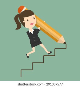 Way To Success, Concept of Business Opportunity. Flat Design Cartoon Illustration