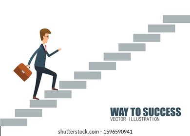 Way to success concept. Step by step. Vector illustration in flat design.