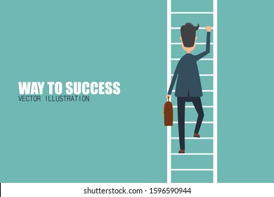 Way to success concept. Step by step. Vector illustration in flat design.