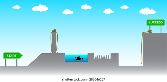 Way to success concept, vector illustration
