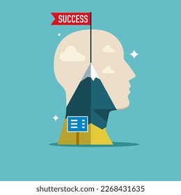 Way to success, progress in learning. Modern vector illustration in flat style. 