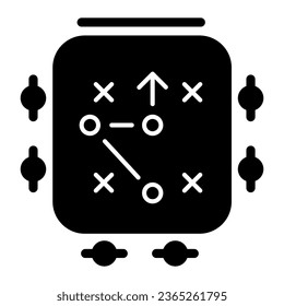 Weg zum Erfolg solide Symbol, Geschäftsstrategie Konzept, Weg zum Erfolg mit gekreuzten und erreichten Punkten auf weißem Hintergrund, Arrow durch Labyrinth-Symbol im Glyph-Stil. Vektorgrafik