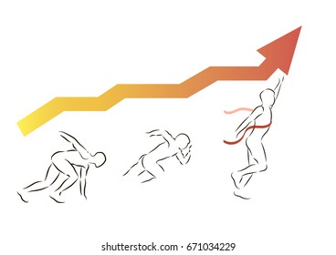 way to success. Vector illustration.Rapid growth