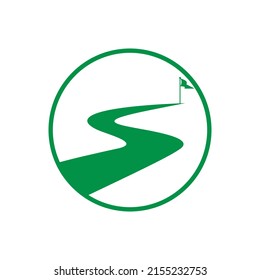 Forma de éxito en el diseño del logotipo vectorial. Cartel de diseño del logo del viaje por carretera creativo.
