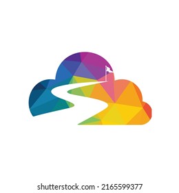 Forma de éxito en el diseño del logotipo vectorial. Cartel de diseño del logo del viaje por carretera creativo.