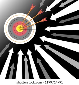 Way to target with arrow, Goal achieve concept.