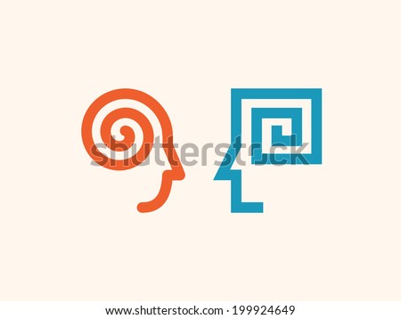 Way of thinking man and woman. Vector icon.