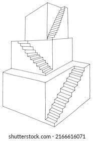 Weg zur obersten Treppe Grafikschwarz-weiß einzelne Skizze-Vektorgrafik