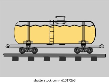 Way of transporting fuel by rail, on a gray background.