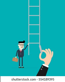 Way Up. Hand draw ladder for a businessman, Concept business, Flat style vector illustration EPS 10. 