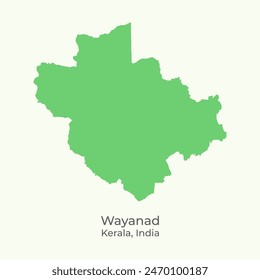 Wayanad district of Kerala State,  India map vector illustration.