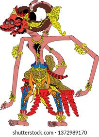 WayanAnggada, Kapi Wanara Rewanda  Character, Indonesian Traditional Shadow Puppet - Vector Illustration