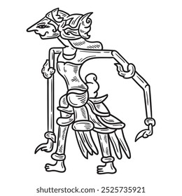 Wayang Illustration Colorless - Srikandi