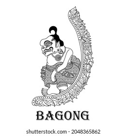 Wayang kulit bagong character in zentangle style svg