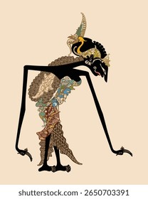 Wayang Kulit Puppet A Shadow Play A Prince Character from Indonesian Folklore, Illustration Vector style.