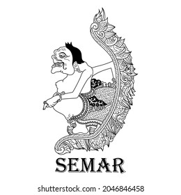 Carácter semar kulit wayang en estilo zentangle