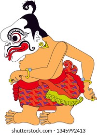 Wayang Punakawan Clown Bagong Character,  Indonesian Traditional Shadow Puppet - Vector Illustration svg
