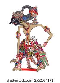 Fantoche Wayang, personagem de Antareja, show de marionetes de sombra indonésio, ilustração vetorial.